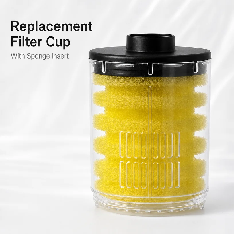 Aquarium Filter Cup Replacement with Sponge Insert, Fish Tank Filter Cartridge for Compatible Pump System