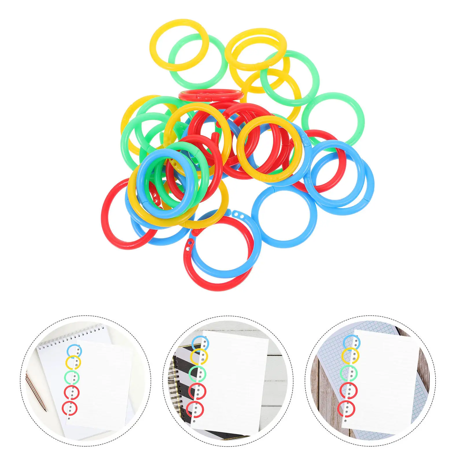 40Pcs Slightly Flexible Plastic Binder Rings for DIY Notebook Binding Keychain Making Index Card Organization Loose Leaf Binder