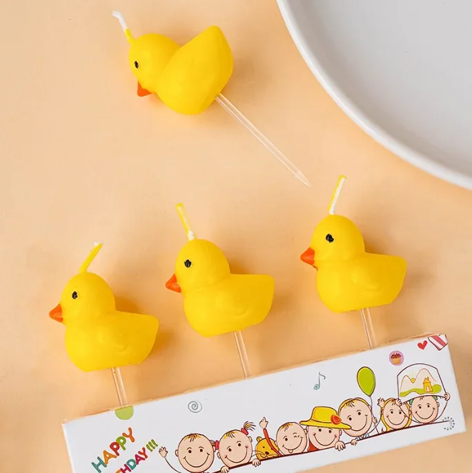 3pcs/set Yellow Duck Candles Birthday Candles Creative Cute Birthday Decoration Candles Children\'s Day Decorations