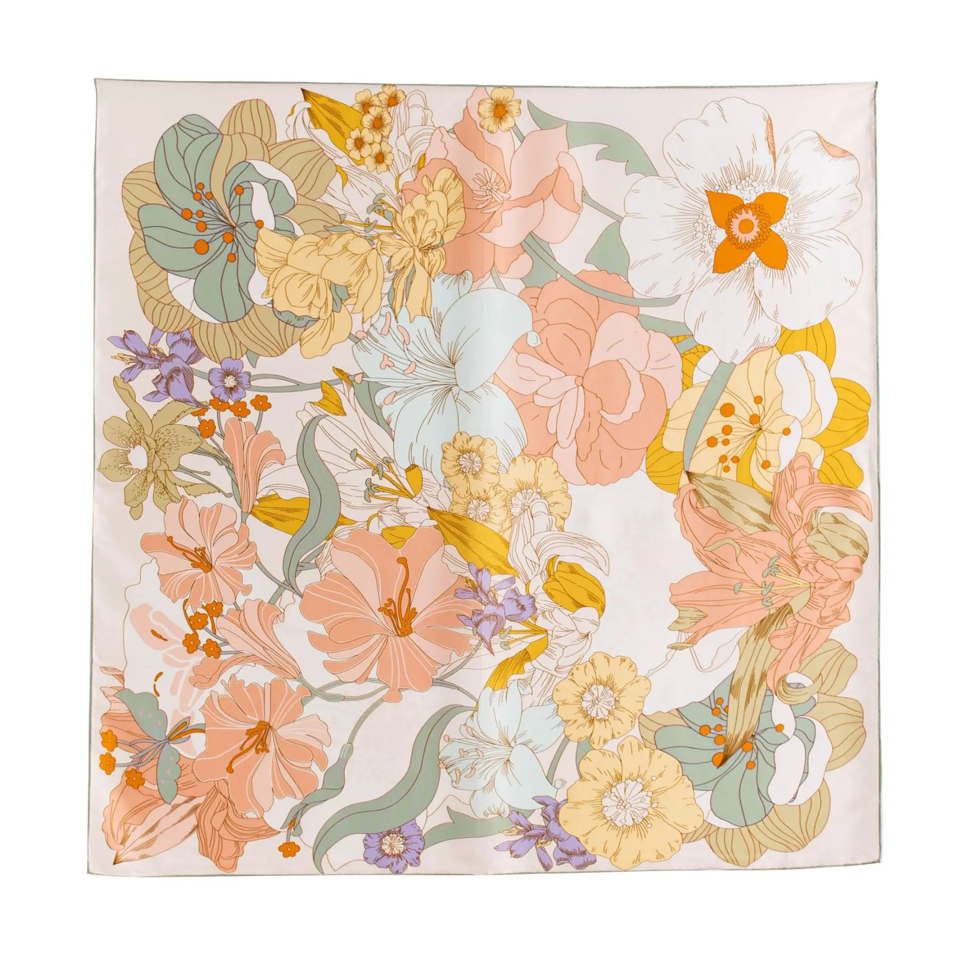 Light luxury mulberry silk handmade roll silk high sense elegant printing 86 square scarf shawl gift box women outside