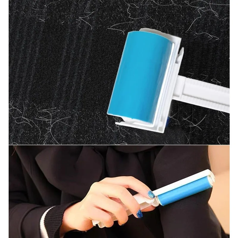 Reusable Sticky Lint Roller 2 Pack with Cover, Washable Portable Pet Hair Remover for Clothes, Travel, 1 Large and 1 Mini Size for Furniture, Car, Purse