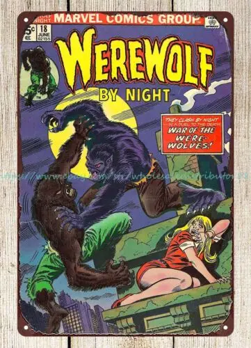 1974 Werewolf by Night  Comics metal tin sign decorative accessories