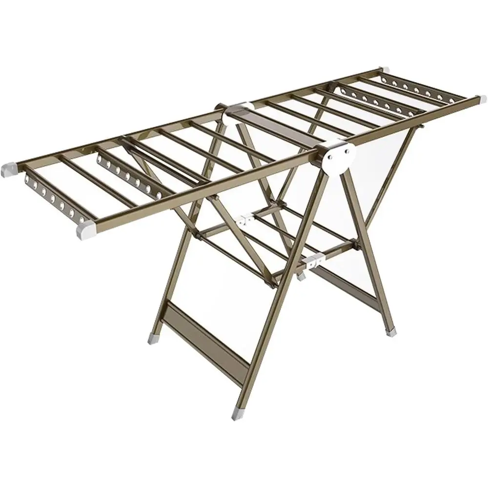 

Sturdy 2-Tier Adjustable Metal Clothes Drying Rack, Gold, 59.8in/152cm