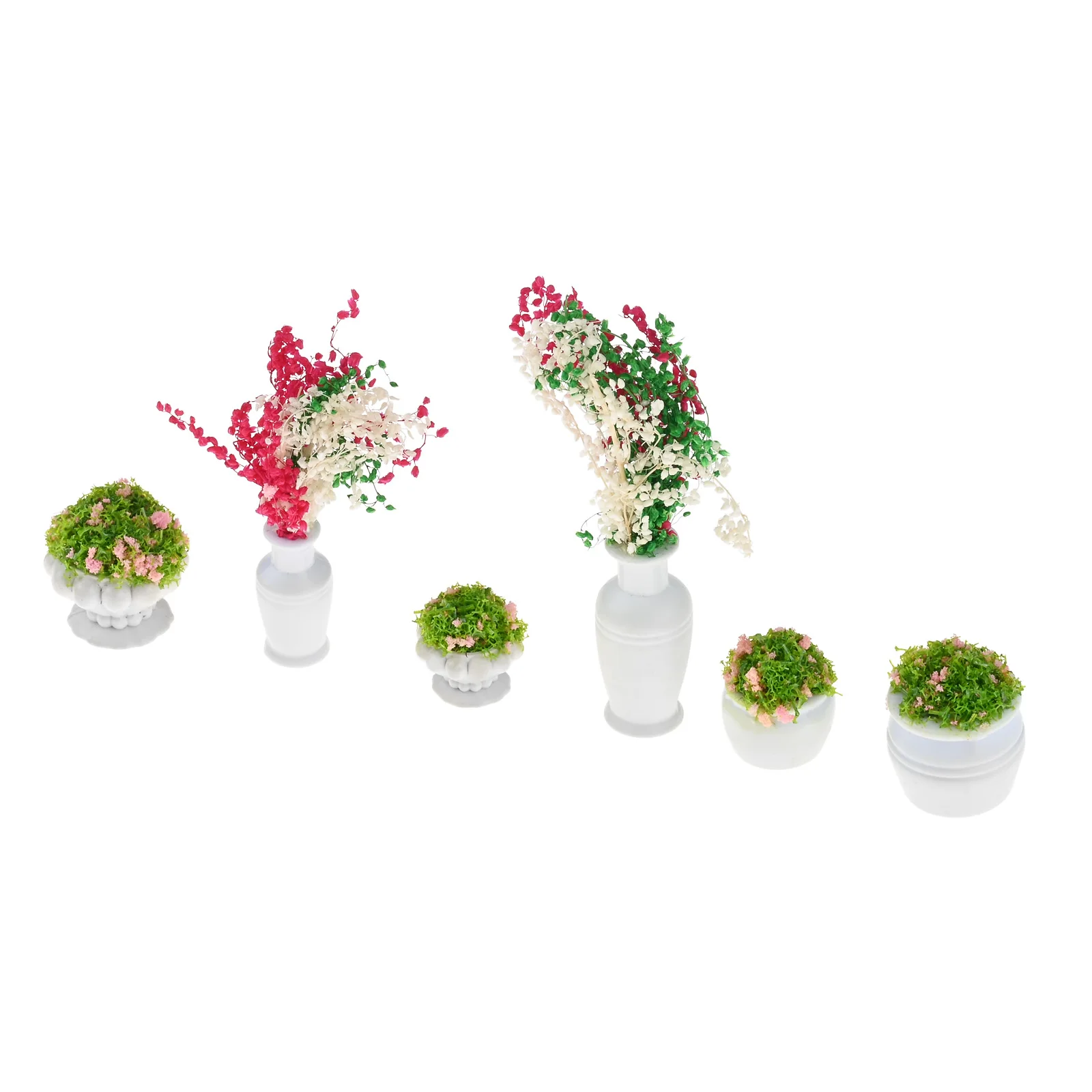 6 قطعة/المجموعة مصغرة زهرة الأواني الملونة مزيج هو O مقياس نموذج السكك الحديدية دمية Diorama المشهد حديقة ديكور 6 أنماط مختلفة