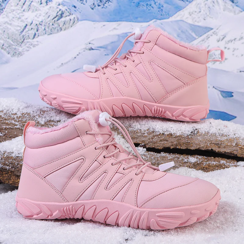 

2024 Winter Outdoor Hiking Shoes for Women Snow Barefoot Casual Shoes for Men Warm Fur Men's Ankle Shoes for Women Snow Boots