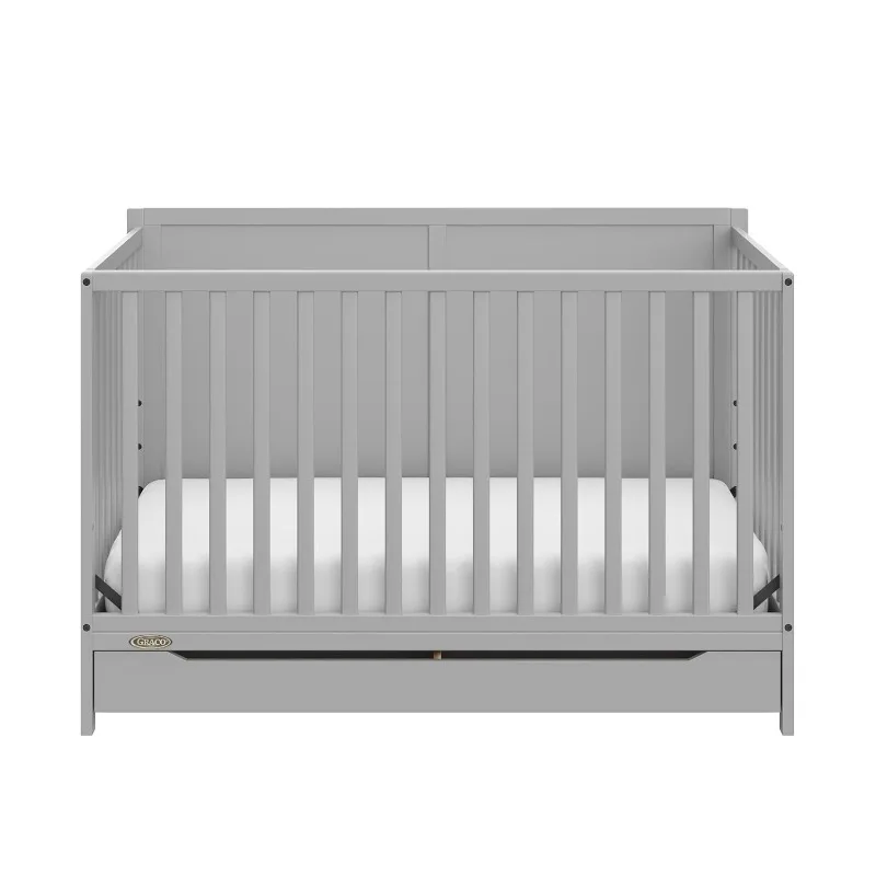 5-in-1 Convertible Crib with Drawer (Pebble Gray)