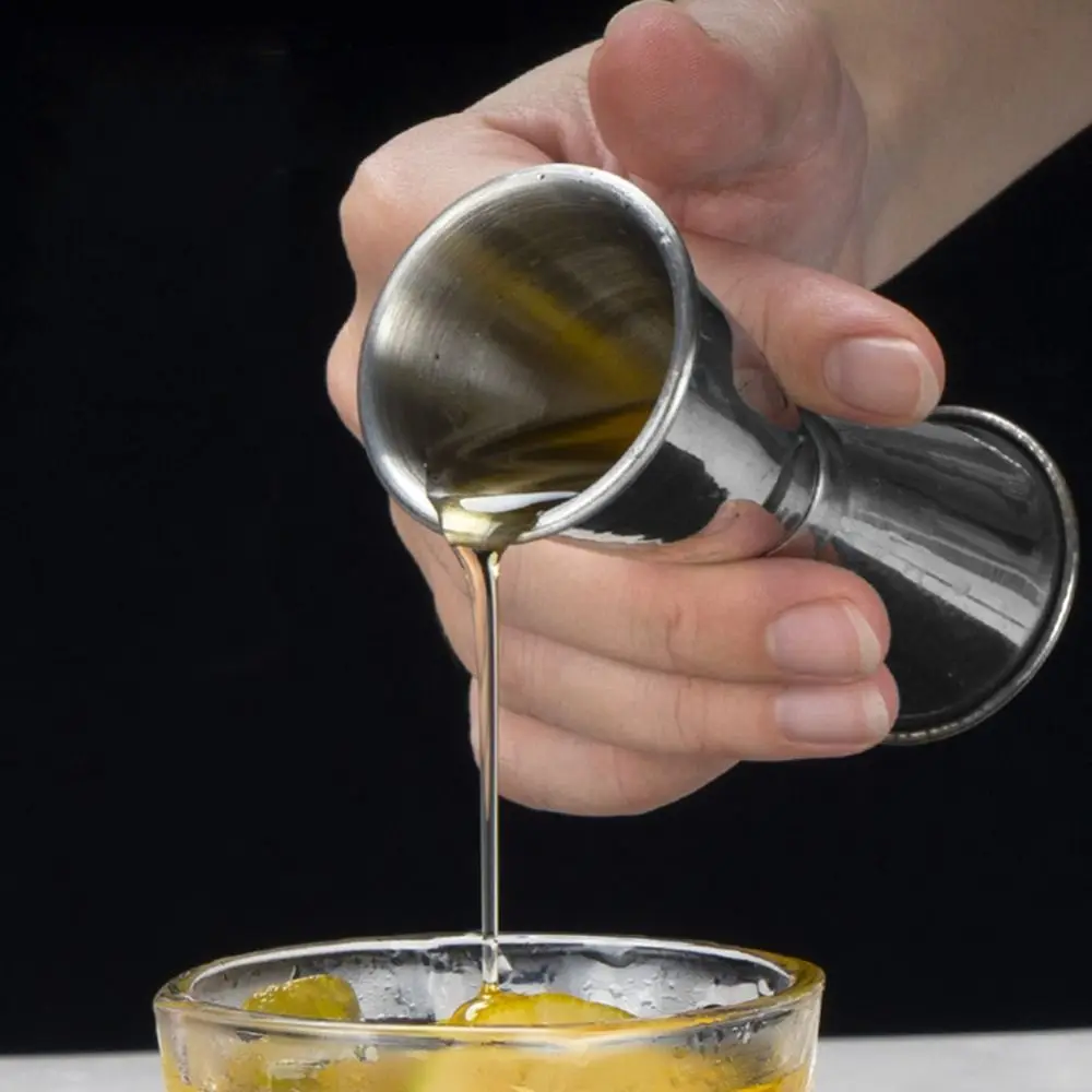 Dual Shot Stainless Steel Measuring Cups 15/30 25/50 20/40ml Polished Cocktail Jigger Rolled Cup Edge Surface Smooth Ounce Cup
