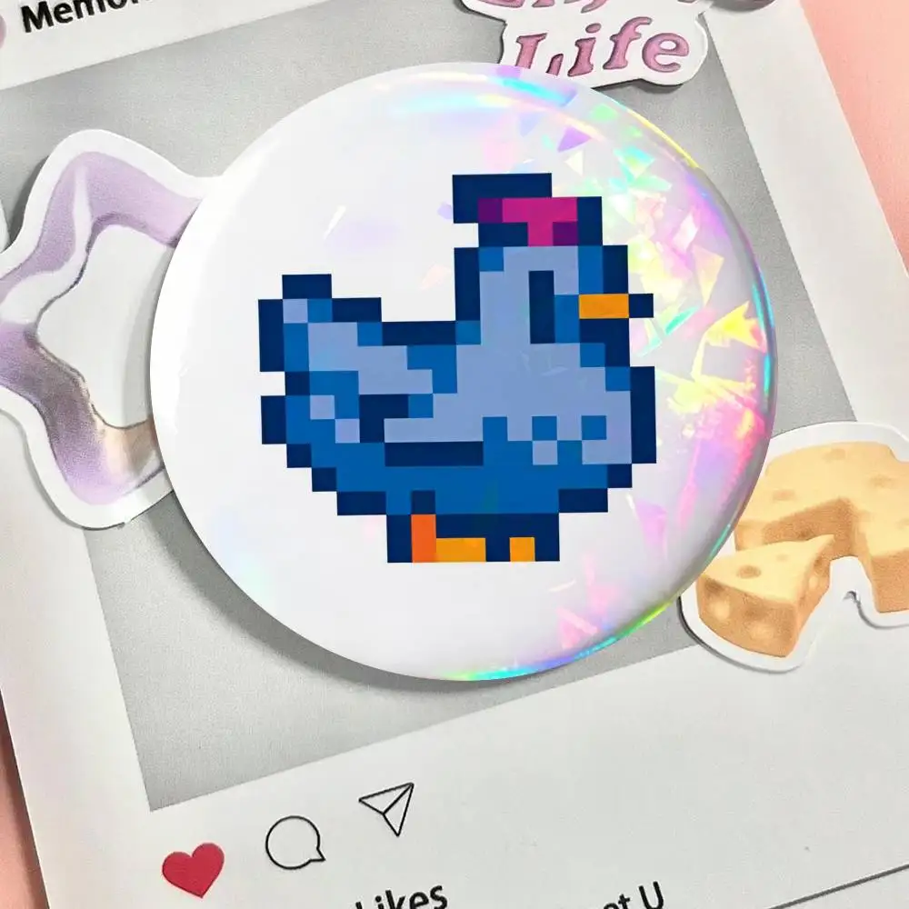 Stardew Valley Shane Is Blue Chicken Stic Round Badge Lapel Pin Backpack Clothing Jewelry Accessories Gift Brooch