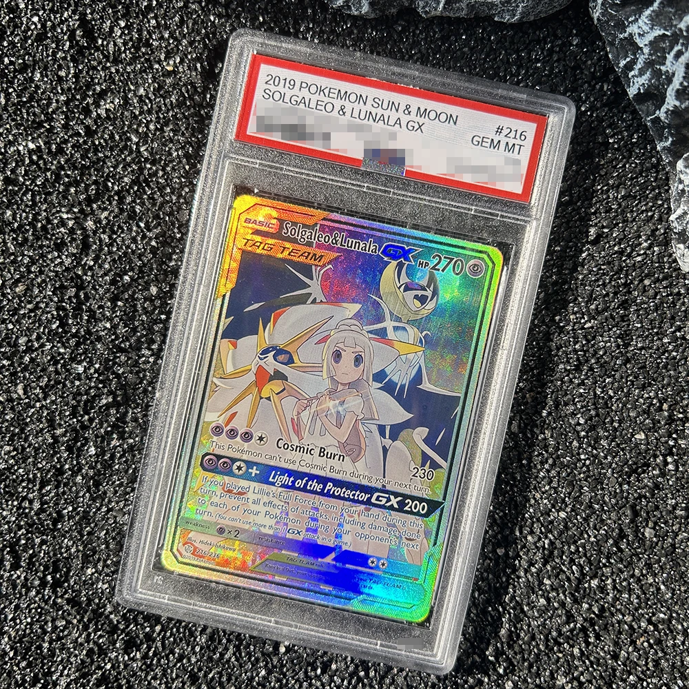 

PTCG Sun Moon Solgaleo Lunala GX Коллекционная карта Редкая вспышка Английская версия карты Классическая коллекционная карта аниме подарки