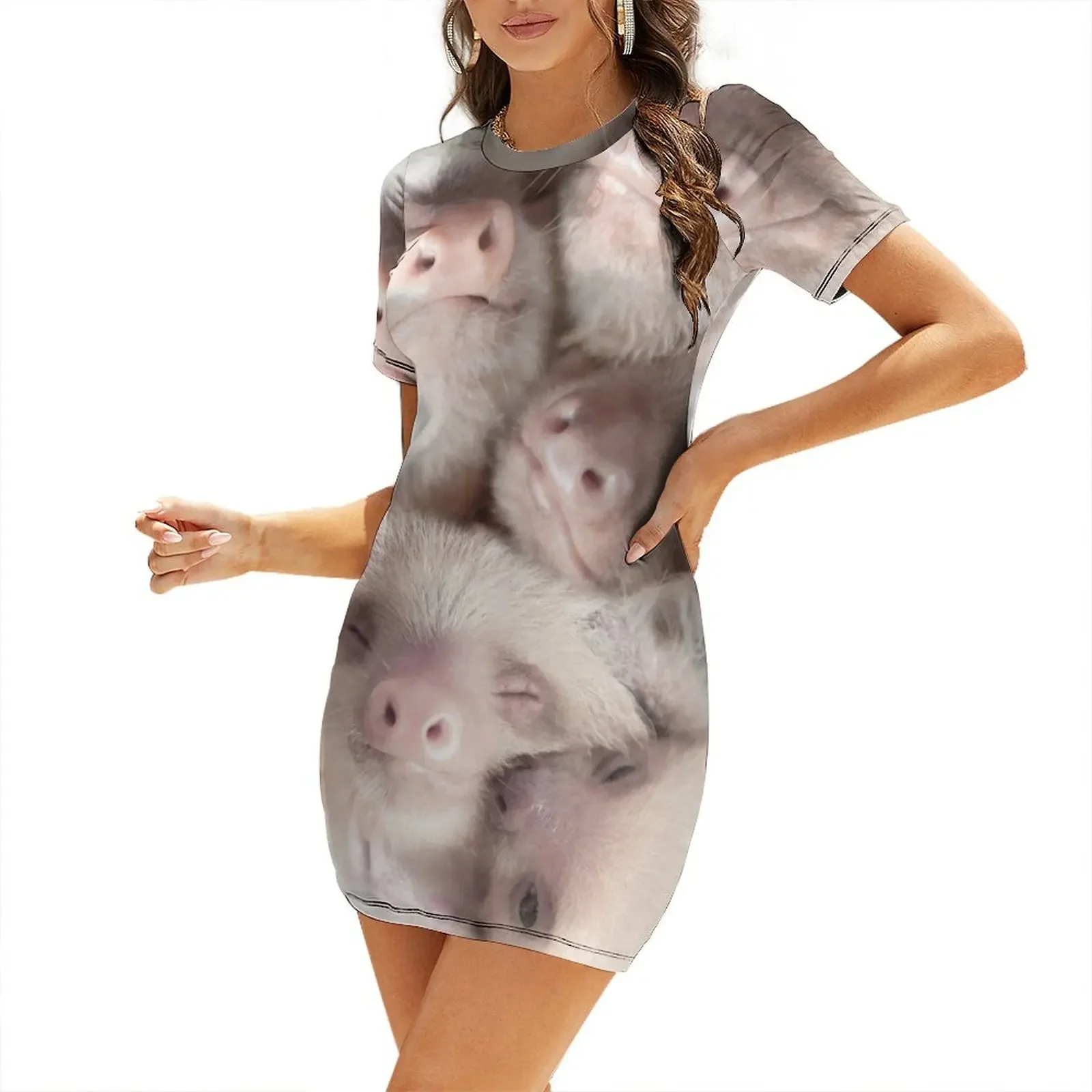 

Sloth Short-Sleeved Dress Summer women's clothing evening dress women summer women's dress 2026