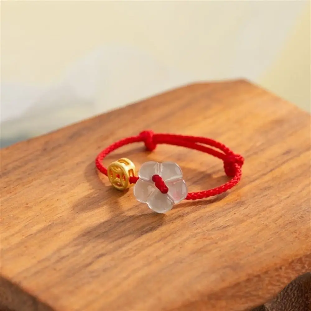 

Adjustable Handmade Lucky Rope Bracelet Floral Money Charm Hand-woven Coin and Rope Ring Thin Ropes Cute Coin Flower Bangles