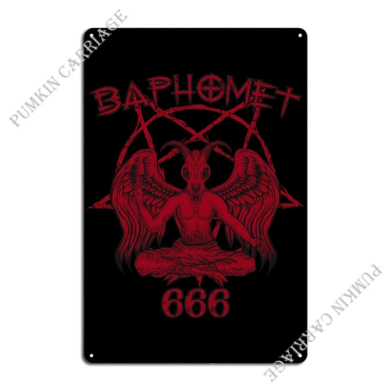 Baphomet Devil 666 Metal Sign Club Bar Vintage Designing Living Room Tin Sign Poster