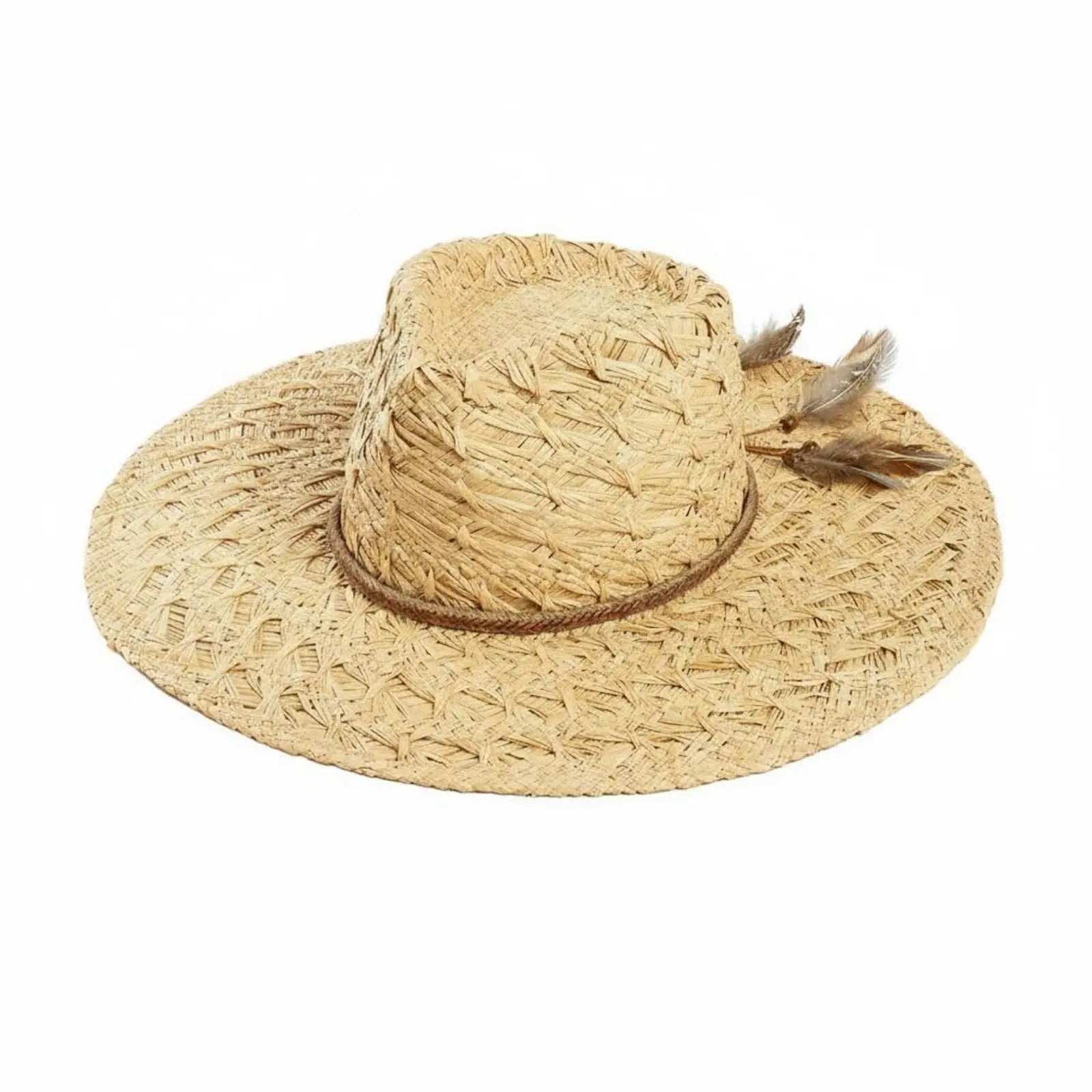 

Соломенная шляпа с широкими полями и короной, ручной работы, регулируемая, стильный аксессуар, дышащая, для женщин, лето, пляж