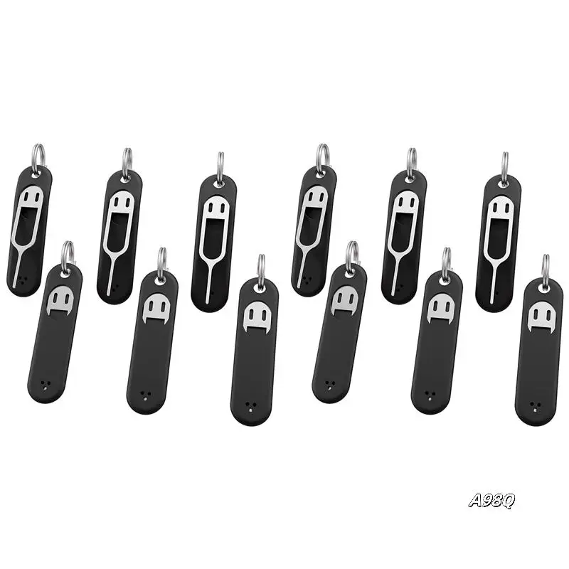 

12Pcs SIM Card Removal Tool-Sim Card Tray Pin Eject Removal Tool Needle Opener Ejector,With Removable Key Chain,Black