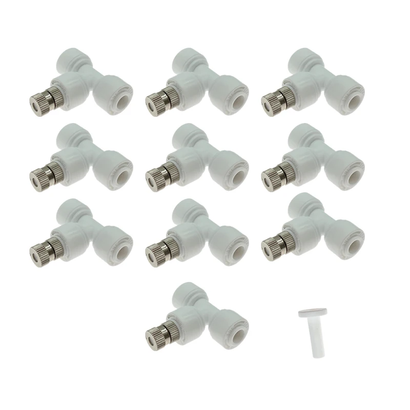 

10 Pcs 6MM Slip Lock Fast Connection Nozzles With 1/4'' Tee Connectors T Shape Quick Fittings For Outdoor Garden Patio Misting