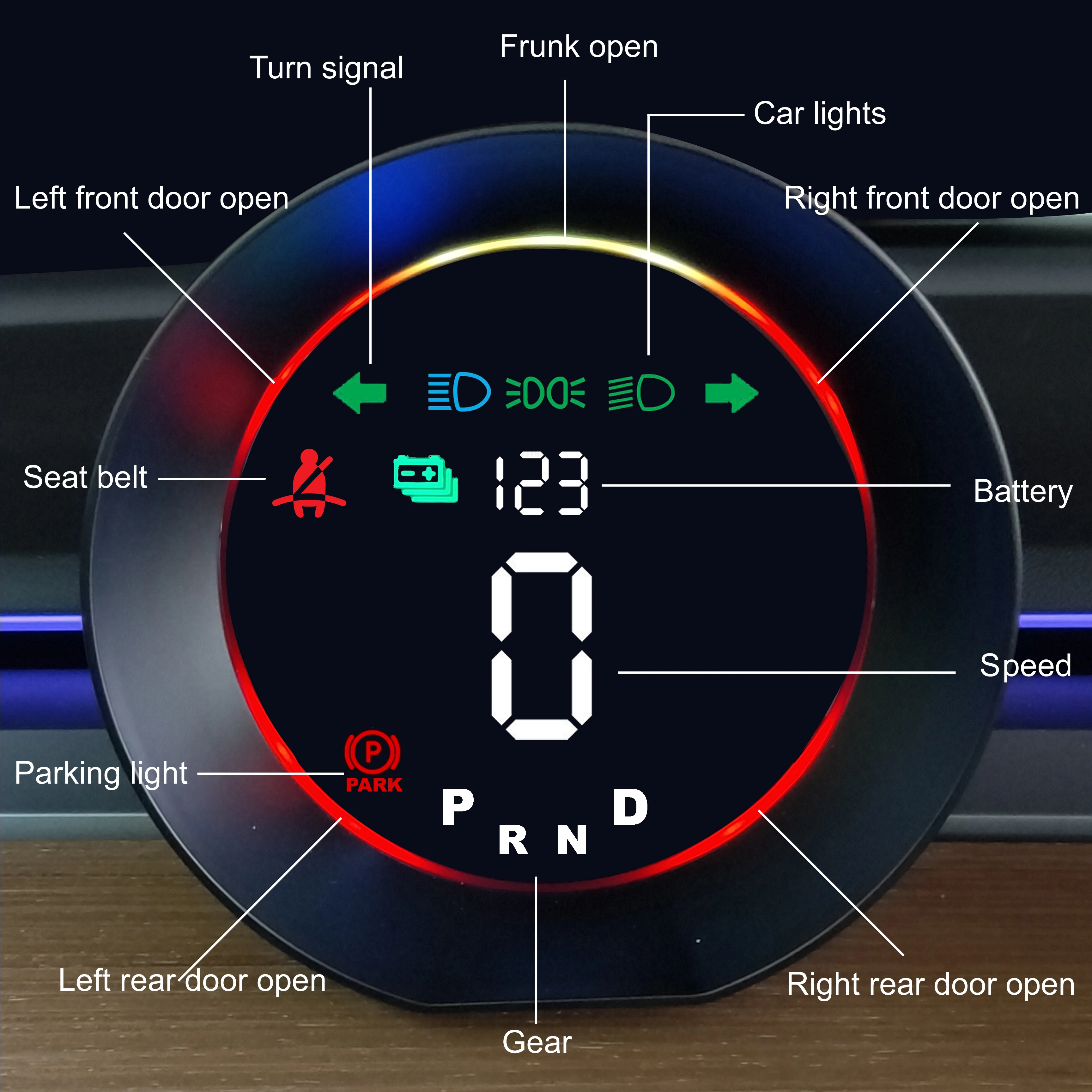 LCD Dashboard Head-up Display Speedometer Road Top Car Instrument Cluster Retrofit Multimedia Digital for Tesla Model 3 Model Y