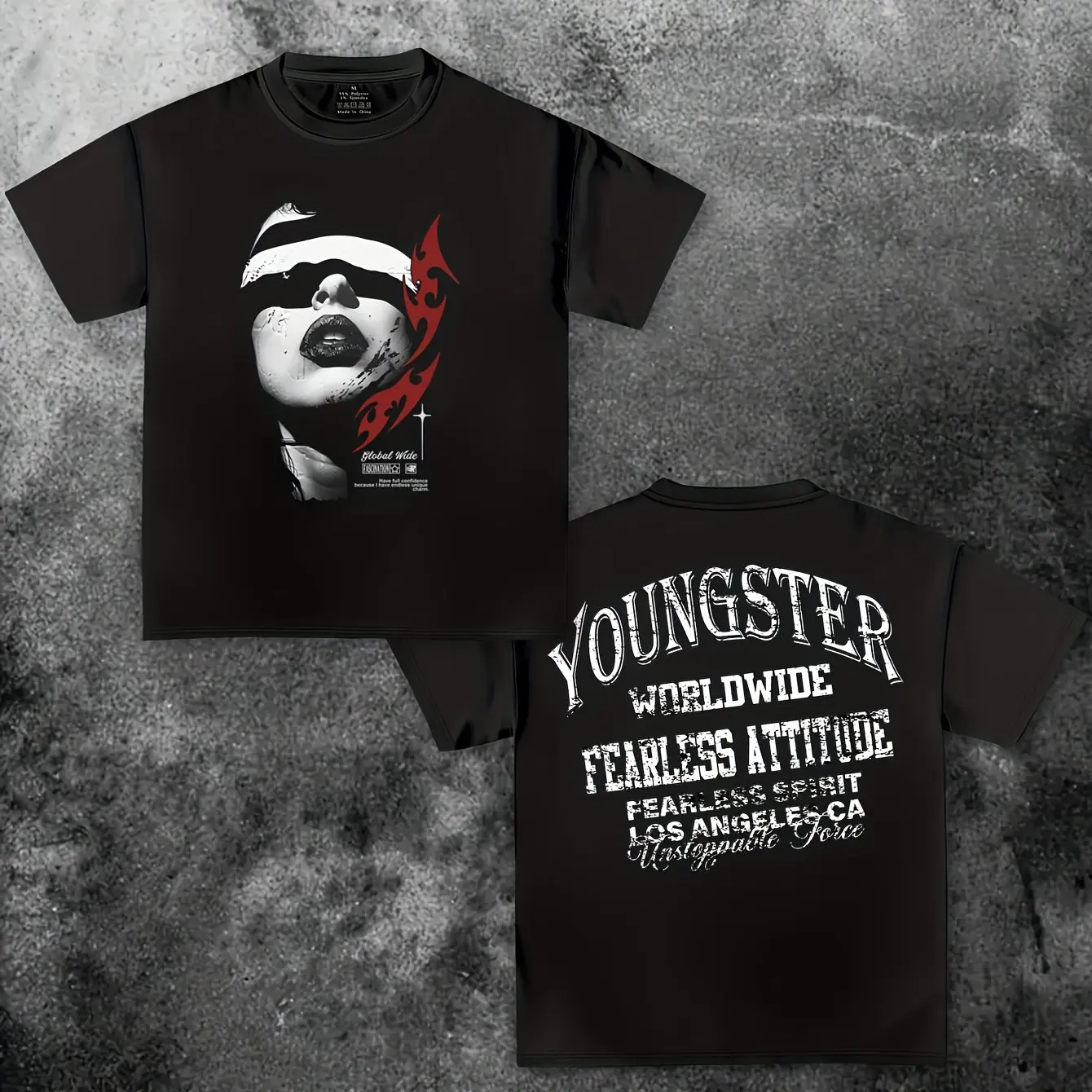 Men's Y2K Portrait Blade Flame Element Pattern Printed Trendy T-shirt, Daily Casual T-shirt, Versatile