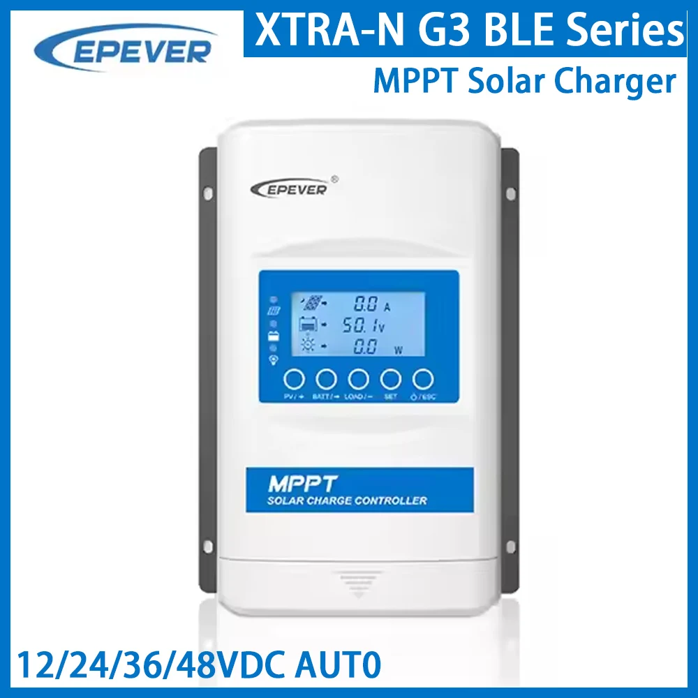 

Контроллер заряда солнечных батарей EPEVER MPPT 10-40A 12/24/36/48В со встроенным Bluetooth XTRA3415N G3 BLE, поддержка панелей 100В, без аккумулятора, мониторинг через приложение, США