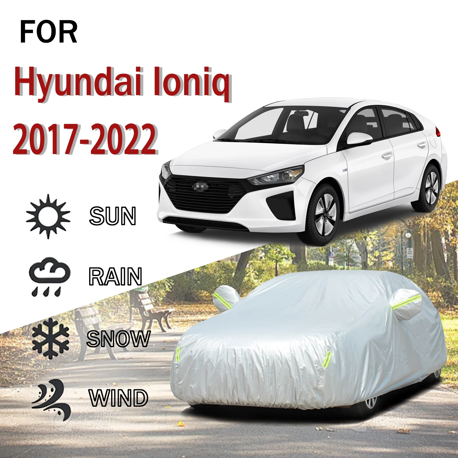 

For Hyundai Ioniq 2017-2022 Outdoor Protection Full 190T Car Covers Snow Cover Sunshade Dustproof Exterior Car accessories