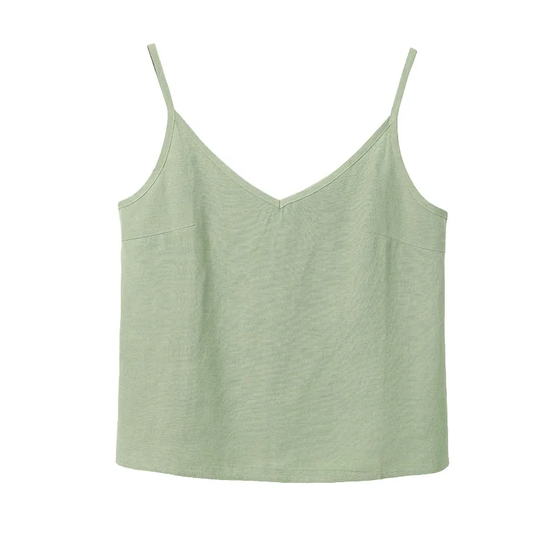 2024 Summer New 100% Linen Suspended Tank Tops Women's Singlet Cotton Linen V-neck Sleeveless Top Fashion Casual Vest