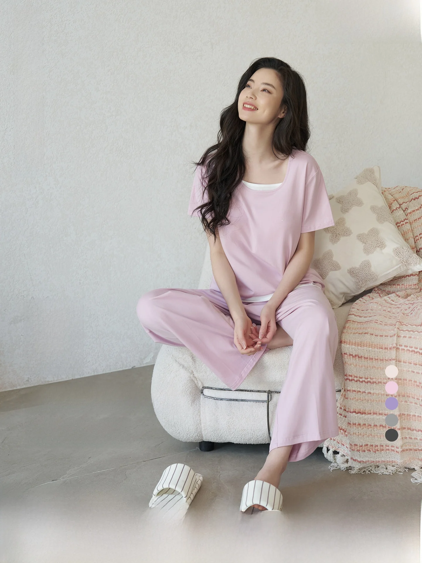 darley-pure-cotton-short-sleeve-sleepwear-round-neck-home-clothes-soft-breathable-summer-new-style-for-men-and-women