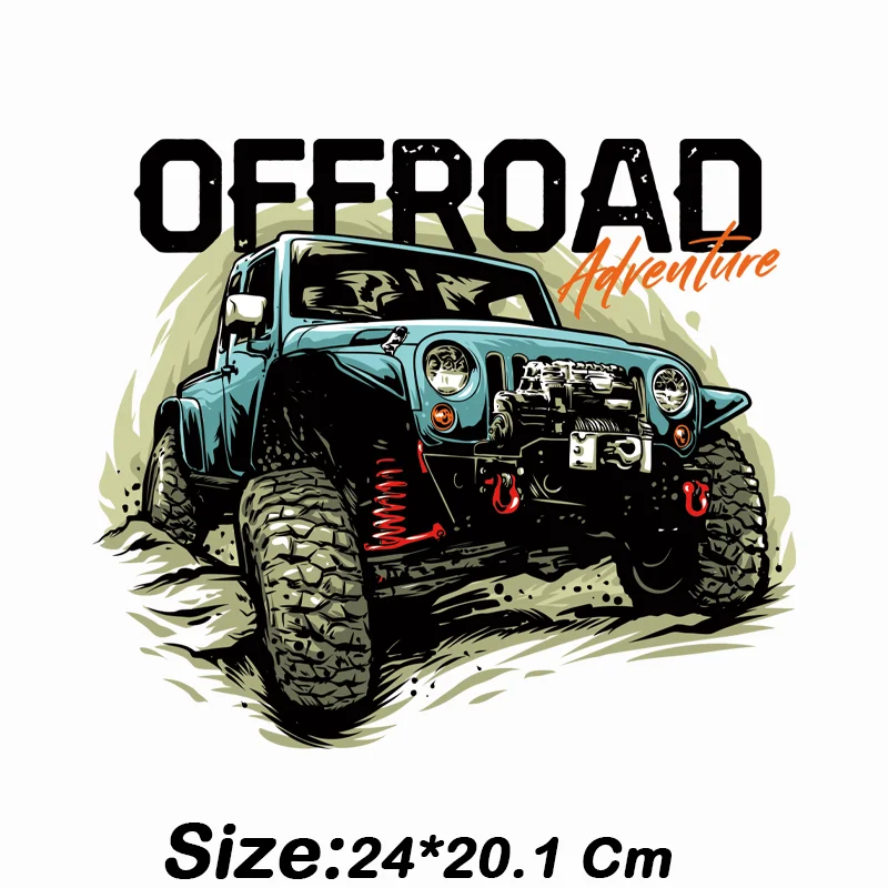 Off road pickup truck outdoor sports Heat-Adhesive Patches For Clothes DIY Vinyl Pattern transfers stickers for clothing