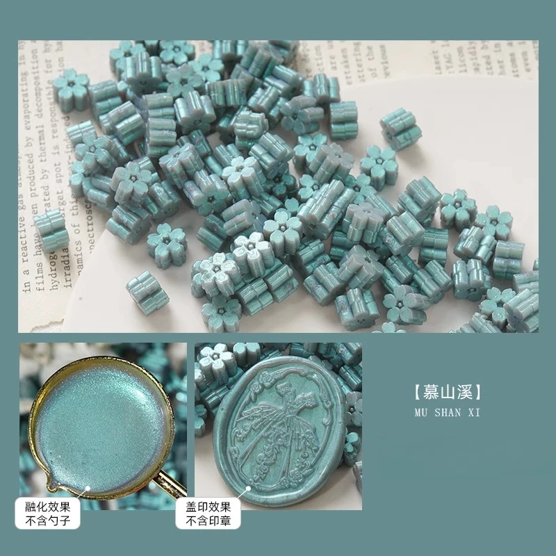 60 stks/zak Flash Parelmoer Sakura Lakzegel Stempel Kralen DIY Envelop Huwelijksuitnodiging Oude Zegel Wax Stempel Maken Gereedschap