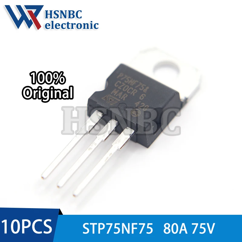 

10Pcs/Lot STP75NF75 P75NF75 TO-220 75V 80A N-channel Power MOSFET Transistor 100% New Original