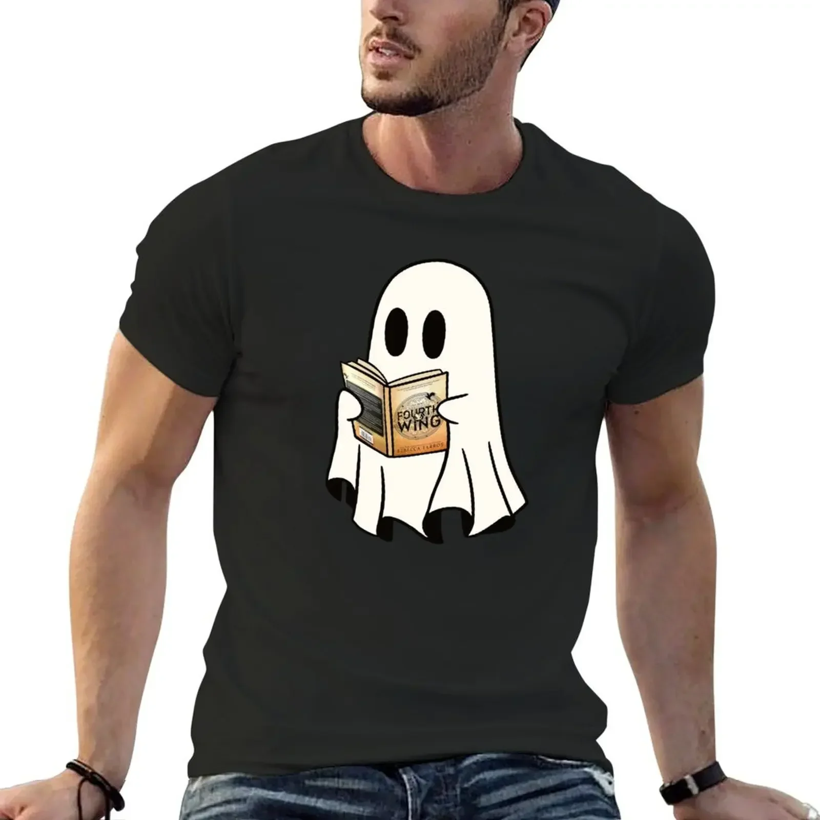 Cute Ghost Reading Book Spooky Book Club Kindle Lovers Gift Ideas T-Shirt custom t shirt quick-drying outfits for men