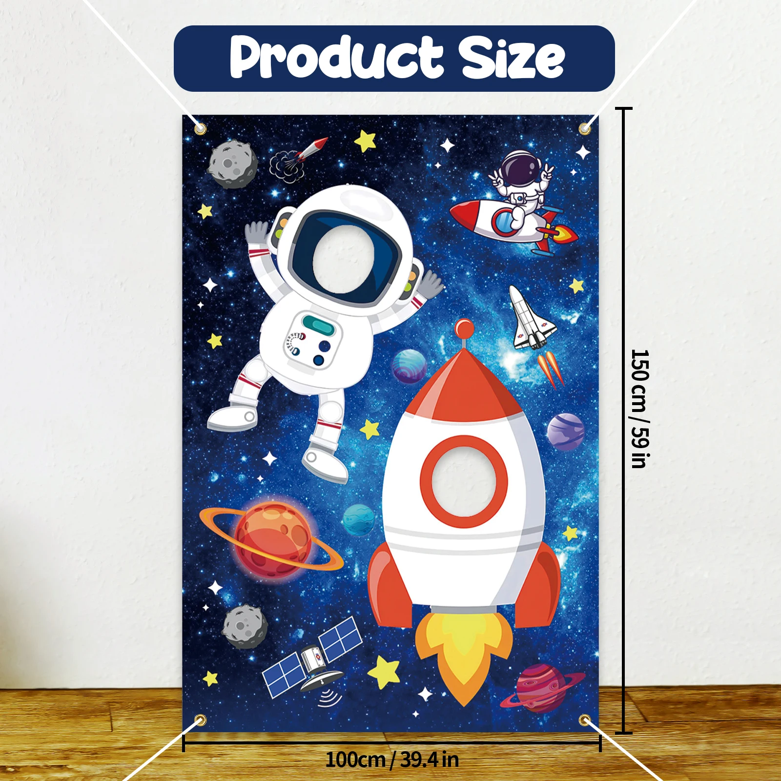 Levendige ruimte astronaut foto banner decoratie - koppels-vriendelijke hilarische gezicht gat prop achtergrond voor ruimte thema, verjaardag,