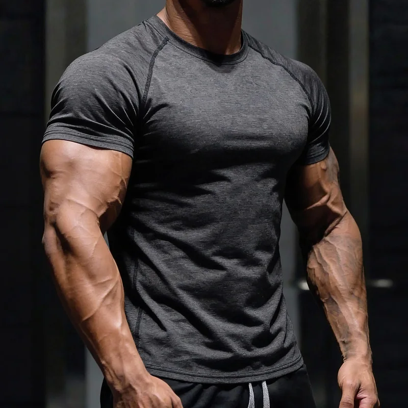 Men's Sports T Shirt Quick Dry Sweat Wicking Short Sleeve Crew Neck Workout Running Basketball Training Athletic Gym Top for Men