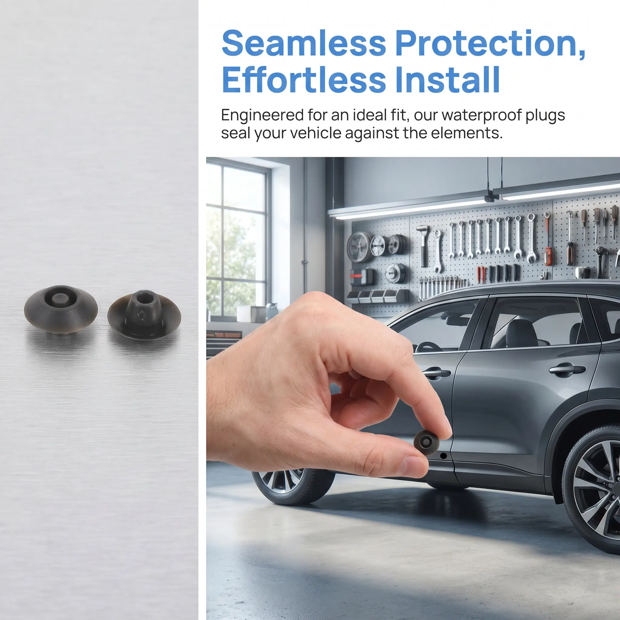 50Pcs Car Door Plug Rubber Sealing Caps Waterproof Dustproof Side Skirt Protector Black 7Mm Hole Diameter Automotive Replacement