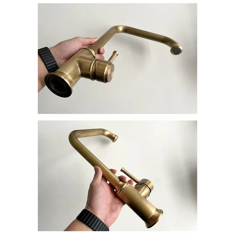

Kitchen Faucets Antique Bronze Faucet Kitchen Mixers Taps Cold And Hot Basin Sink Tap Water Mixers Antique Gold