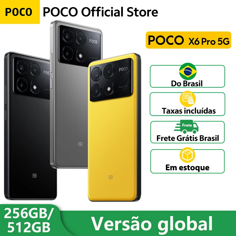 POCO X6 Pro 5G Em estoque Entrega em 10 dias Global Version Smartphone Dimensity 8300-Ultra 6.67