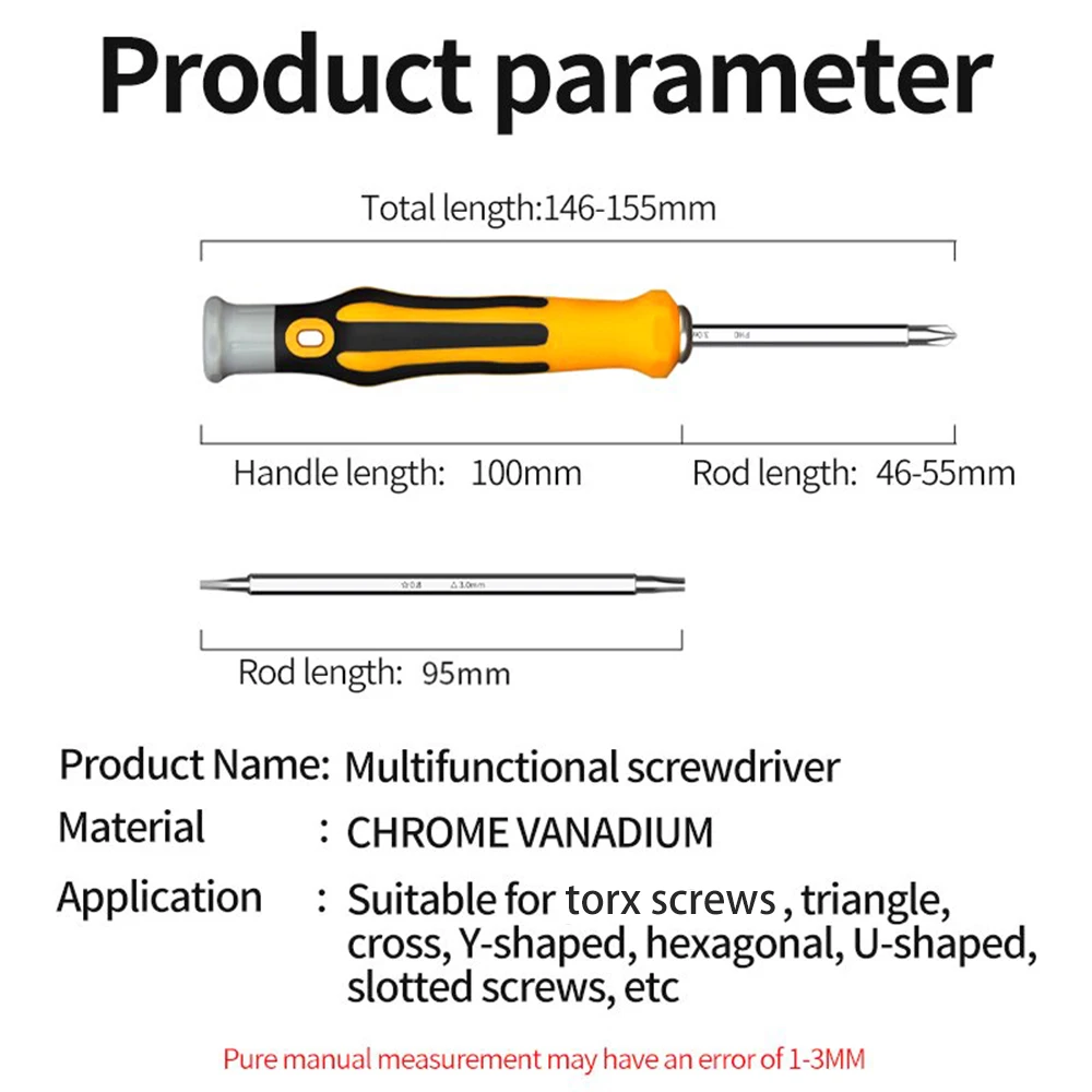 12 In 1 Magnetic Screwdriver Set Cross Flat Shaped Screwdriver Head  Precision Handheld Maintenance Hand Tool