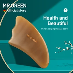 MR.GREEN-tablero de masaje de raspado de Guasha, herramienta de belleza para SPA, cuidado de la piel, alivio del dolor de cuello y cara, cuerno de buey