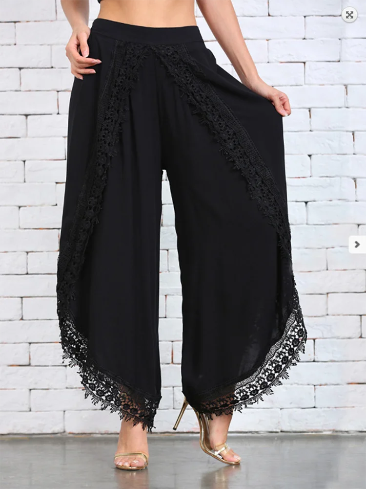 Women's Summer Lace Patchwork Pants Trendy Casual Comfortable Leggings Loose Bohemian Trousers