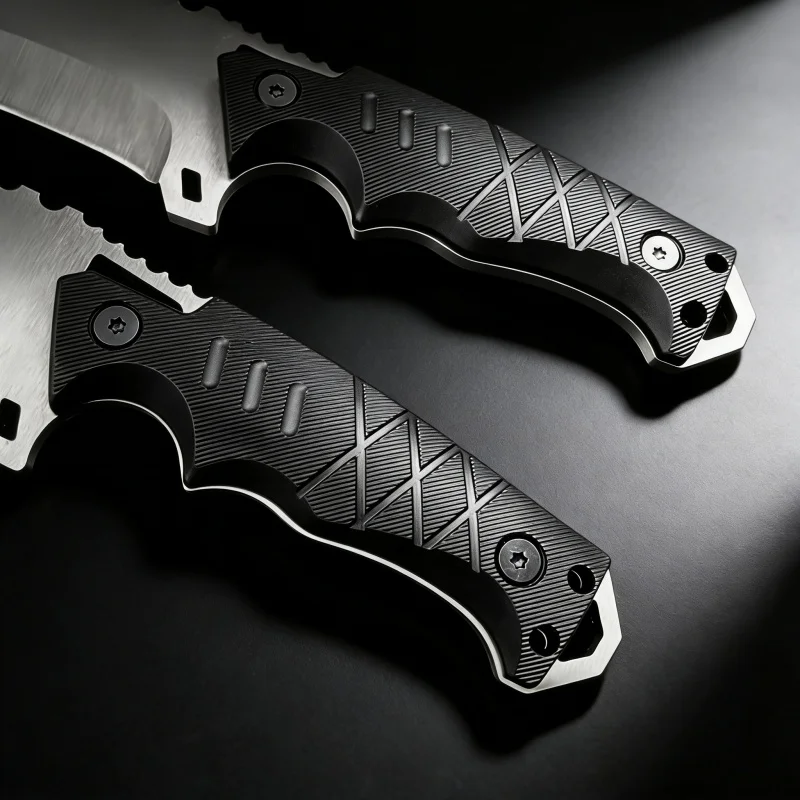 Fixed Blade Knife G10 Handle Tanto Point Serrated Edge Leather Sheath Outdoor Camping Hunting EDC Utility Collectible Knife - view 5