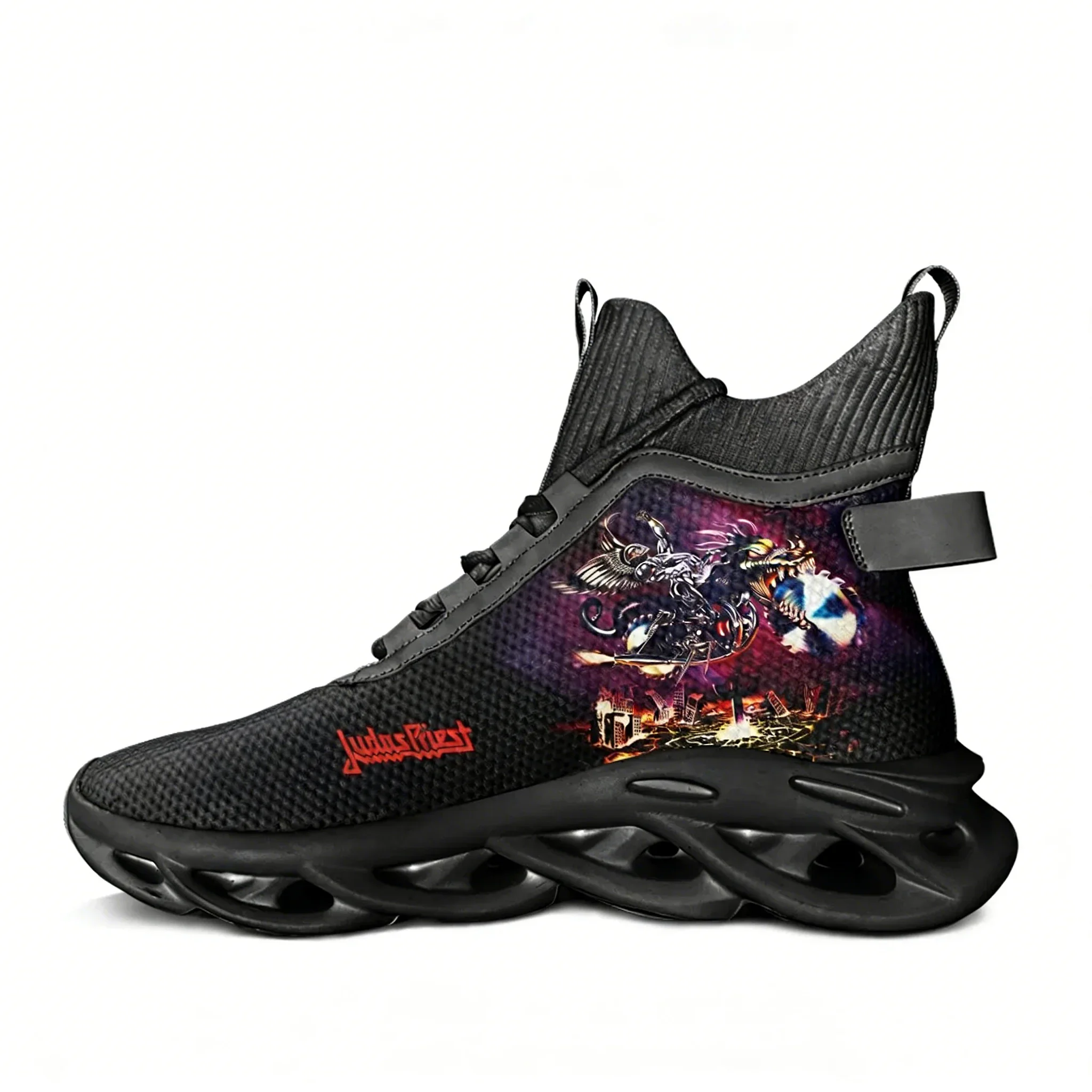 Judas Priest High Top Flats Sneakers Mens Womens Running Sports Shoes High Quality Sneaker Lace Up Mesh Footwear Customize Shoes