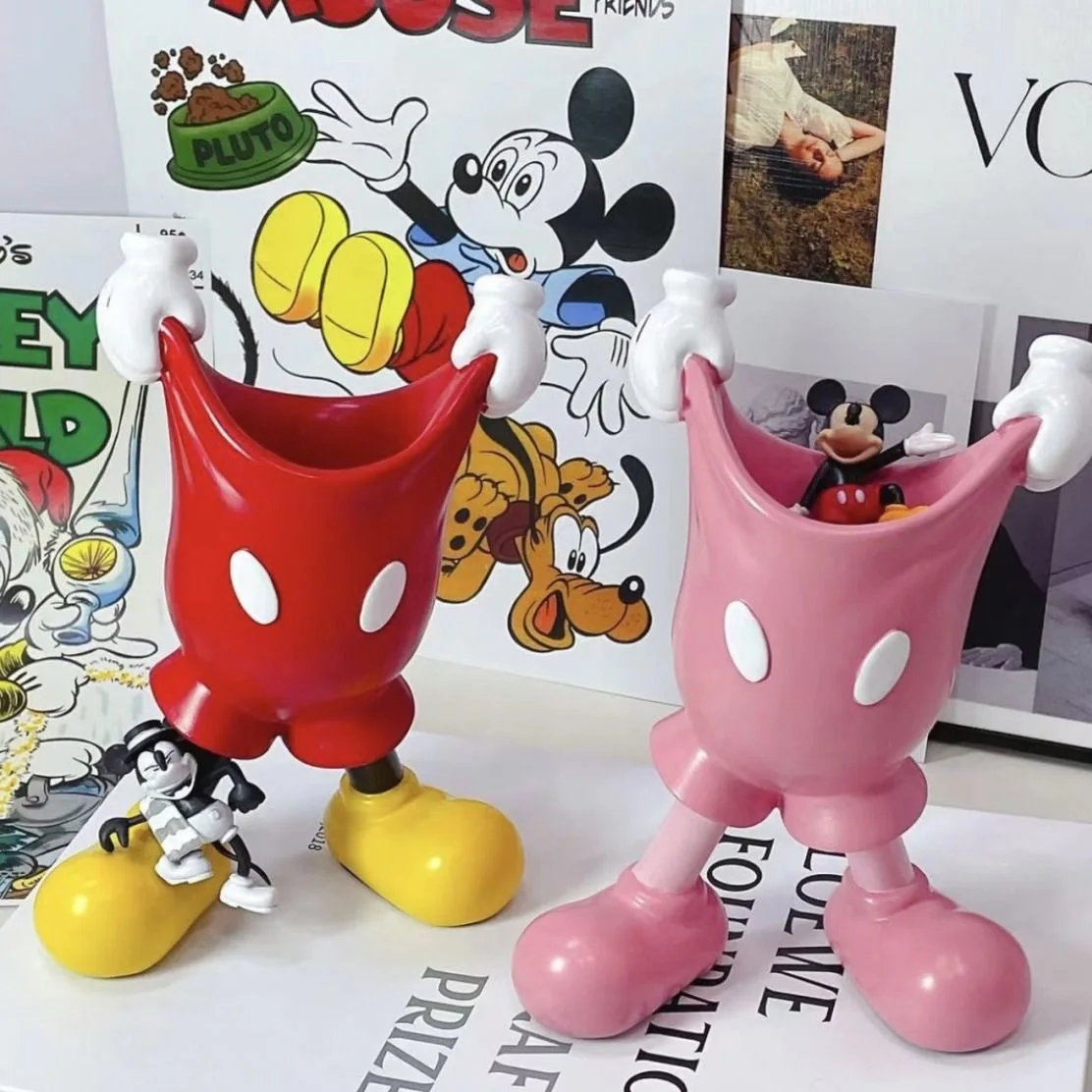 

12cm Disney Mickey Glove Pen Holder Anime Cartoon Pencil Stationery Makeup Brush Storage Tube Desktop Decoration Student Gifts