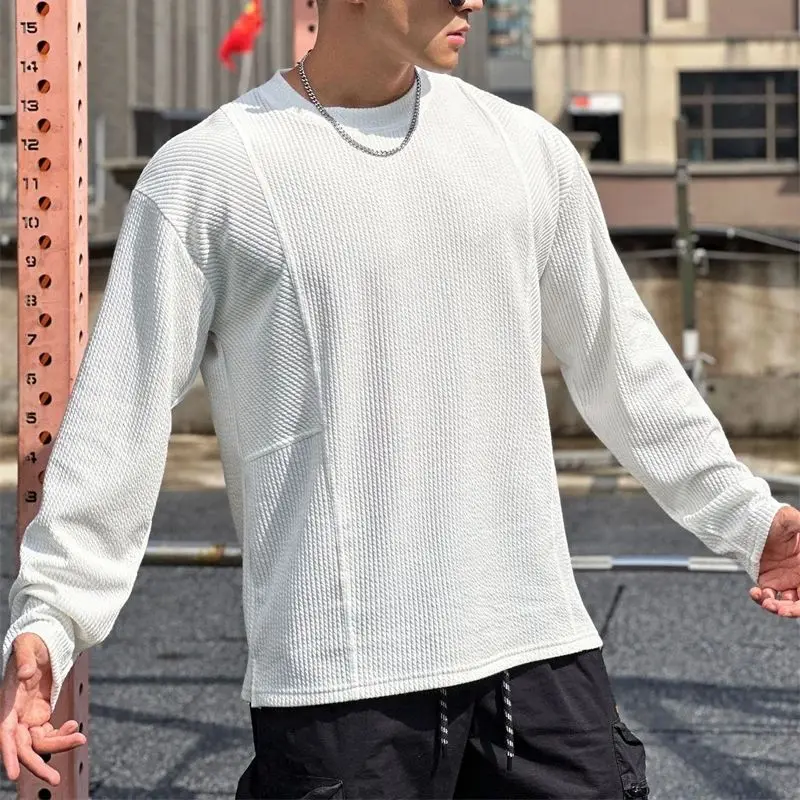 Spring and autumn new street wear trend hot sell snake print loose long-sleeved men's T-shirt casual top fashion men's wear