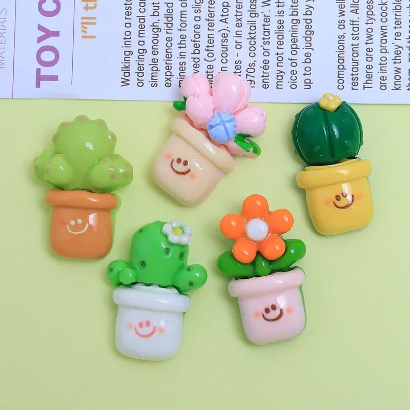 5pcs Resin Cartoon Fridge Magnets Flowers Potted Refrigerator Magnetic 3D Sticker Message DIY Whiteboard Sticker For Home Decor