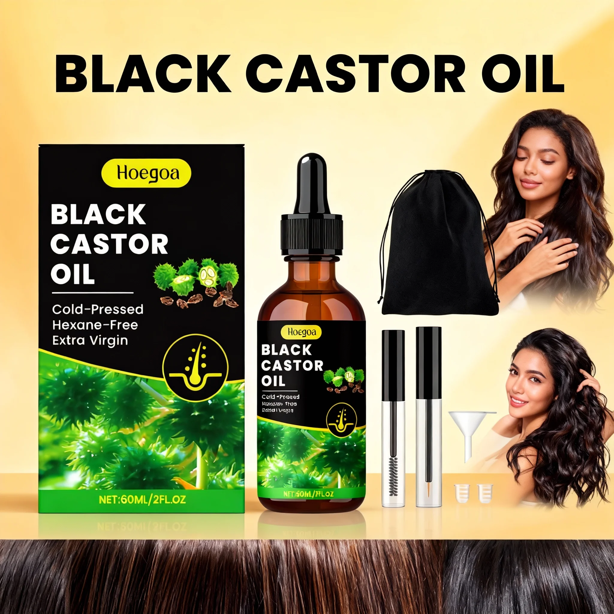 

Black Castor Oil Hair Treatment Scalp Nourishing Serum With Ginger Root For Eyebrow Growth Multi Purpose Natural Hair Care Kit
