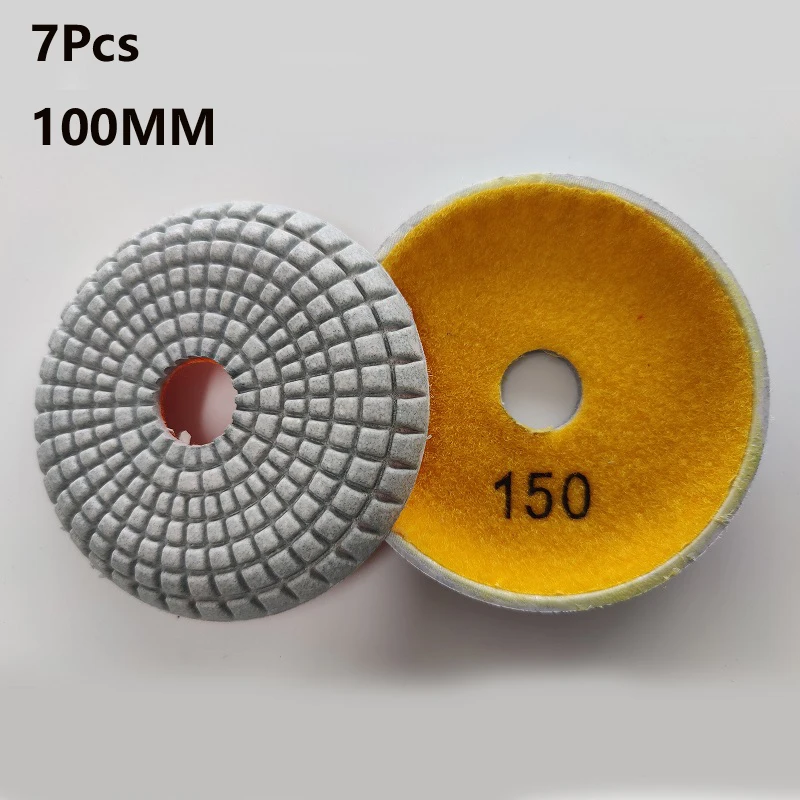 

100MM 4 Inch Bowl Arc Type Wet Diamond Convex Polishing Pad For Concave Sinks Edge Polimento Marble Stone Tile Quartz Soft 7Pcs