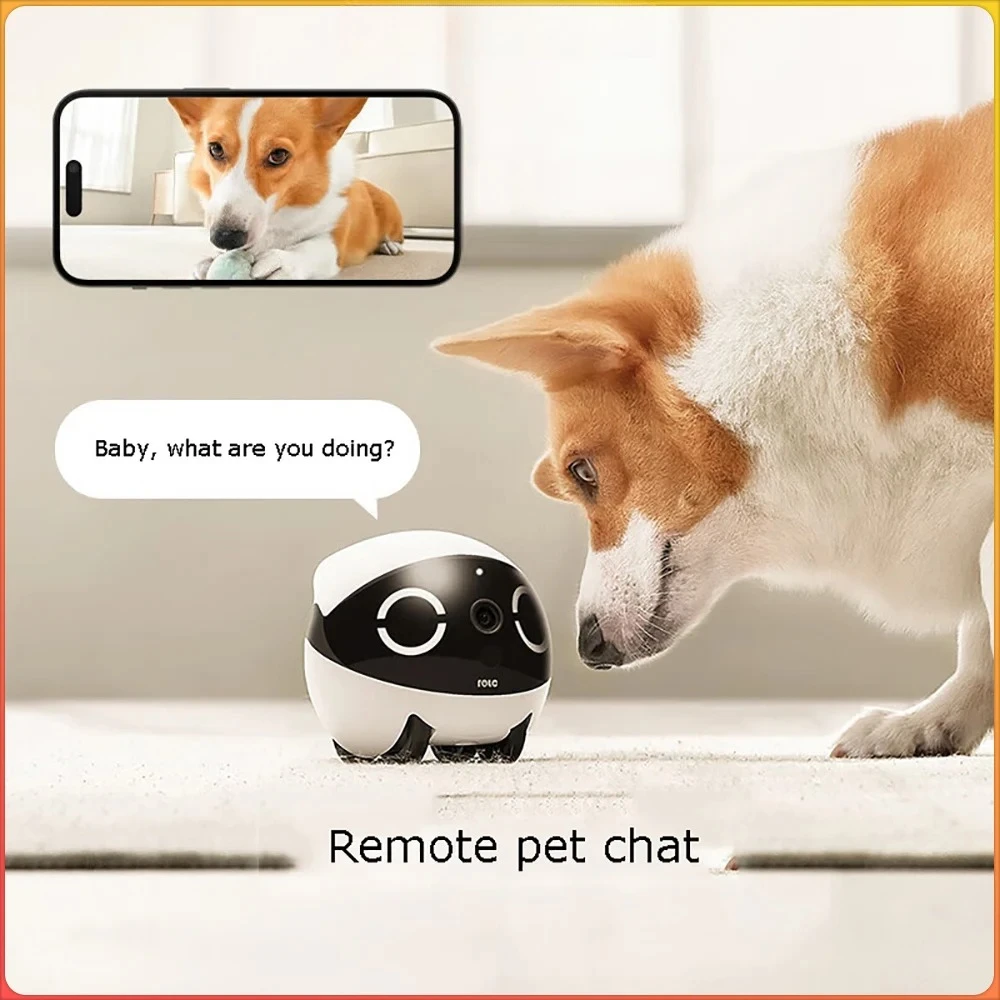 Robot de Compañía Mini para Mascotas con Diseño de Tumbler, Control en Tiempo Real, Visión Nocturna 2K, Seguridad en el Hogar