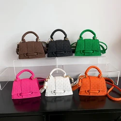 Small Handbags 6 Colors Versatile Portable Handle Crossbody Bags Women Chic Woven Pattern Chains Single-Shoulder Bag for Wallet