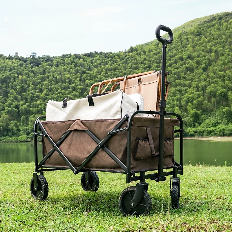 

Outdoor camp car Portable picnic car Stacked trolley Outing camping trailer Stall small trailer