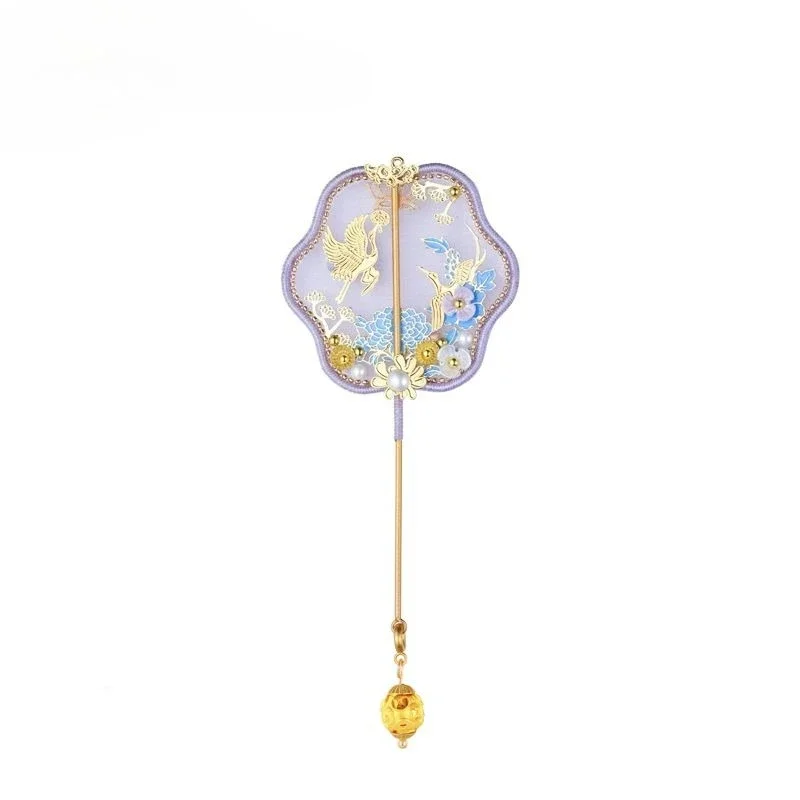 craftsmanship pure handmade, Suzhou embroidery national style flower silk gold fan, group fan necklace brooch, ornament gift