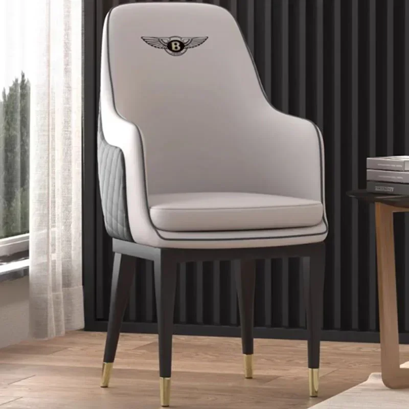 Home Arm Rest Dining Chairs Nordic Minimalist Hotel Office Dining Chairs Desk Modern Leather Sillas Para Comedor Furniture