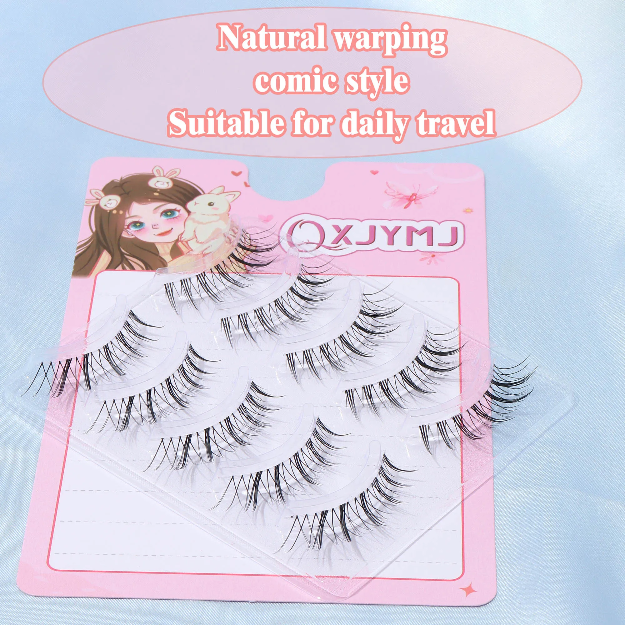 Piekerige individuele wimperclusters, schattige cartoonverpakking wimperset, natuurlijke pluizige valse wimpers, kerstcadeau, schattig klein cadeau